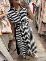 Black & White Stripes Button Down Dress