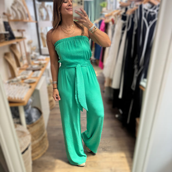 Green Strapless Jumpsuit