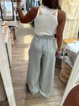 Dusty Blue Wide Leg Cargo Pant