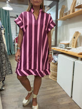 Burgundy & Pink Stripes Dress