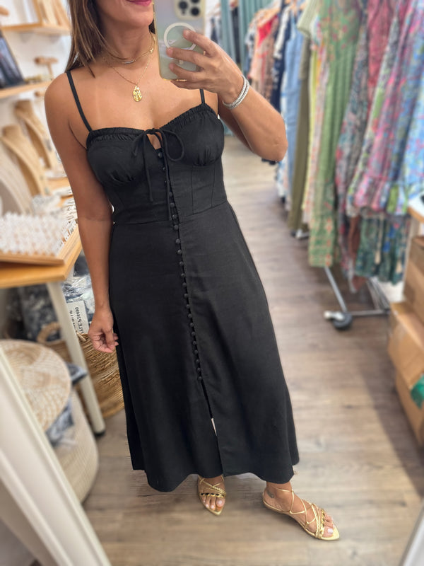Black Heart Neckline Midi Dress