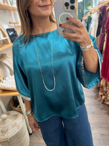 Teal Kimono Sleeves Top