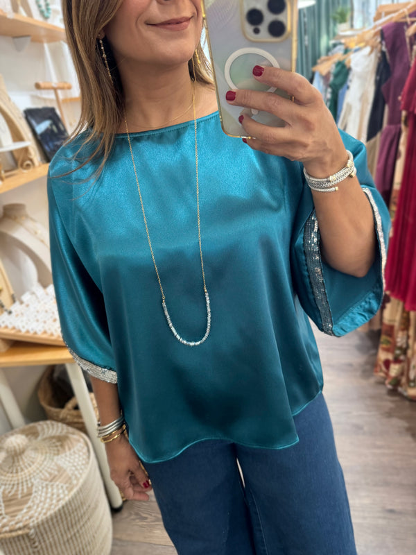 Green Kimono Sleeves Top