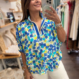 Blue Mix Dolman Sleeves Top