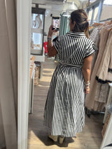 Black & White Stripes Button Down Dress