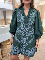 Green & Blue Embroidered Dress