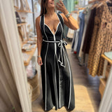 Black Trim Detail Jumpsuit