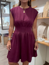 Burgundy Cinched Waist Dress