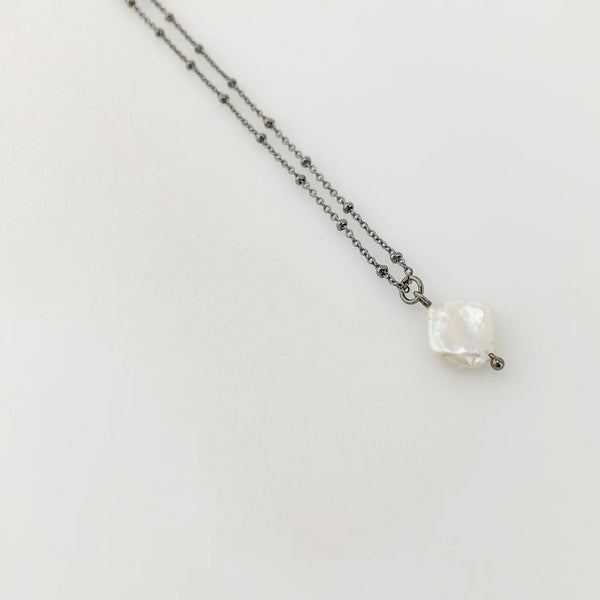 Hematite Beaded Chain Necklace (CJ)