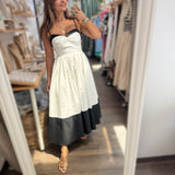 White & Black Midi Dress