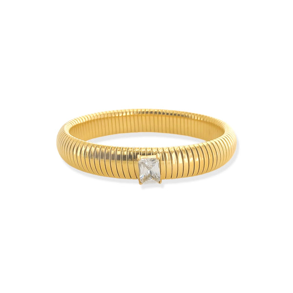 Gold Semi-Stretch Cobra Ribbed Bracelet (BK)