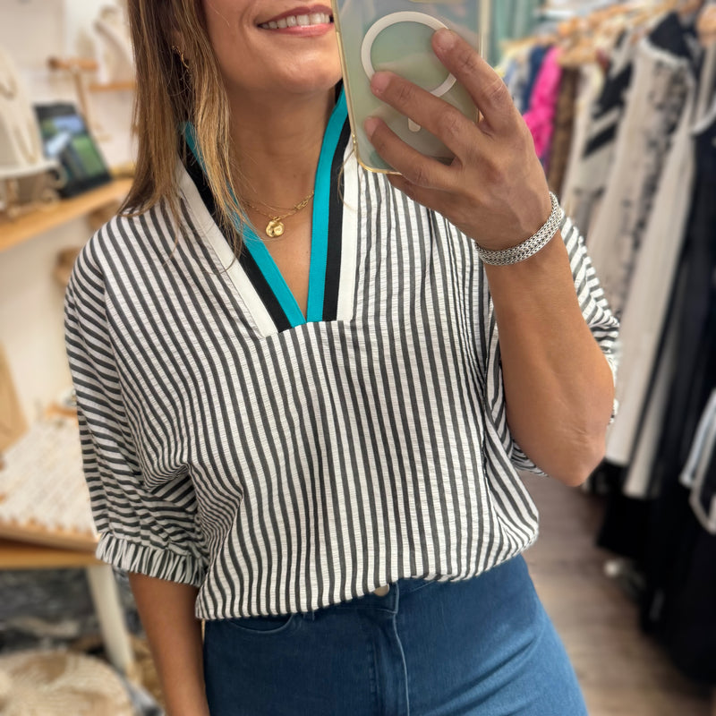 Black Stripes Dolman Sleeves Top