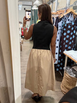 Black & Taupe Contrast Dress