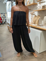Black Strapless Balloon Jumpsuit