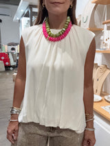 Oatmeal Shirred Neck Top
