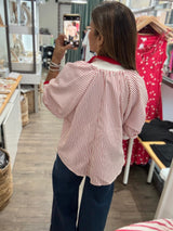 Red Stripes Half-Zip Top