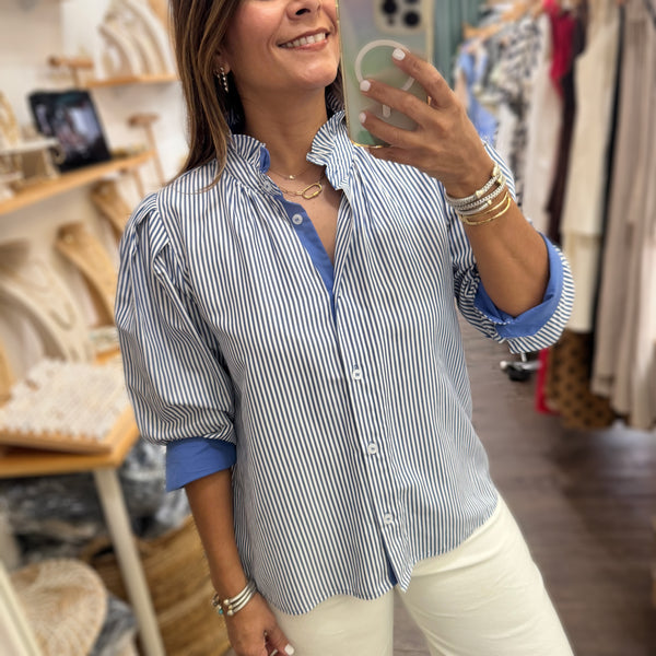 Blue & White Striped Top