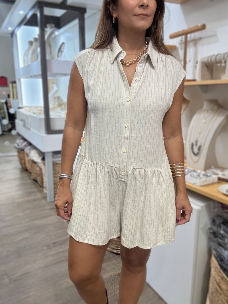 Ivory Striped Romper