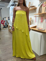 Chartreuse Strapless Maxi Dress