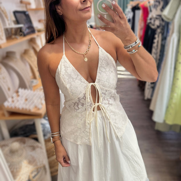 Ivory Lace Halter Top