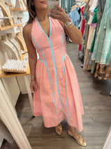 Orange & Aqua Halter Dress
