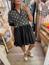 Black & Beige Contrast Dress