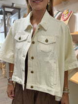 Ivory Poncho-Style Jean Jacket