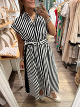Black & White Stripes Button Down Dress