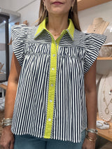 Navy & Lime Contrast Top