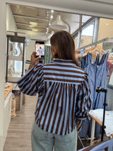 Brown & Blue Stripes Top