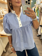 Blue Neck Detail Top