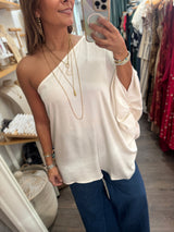Ivory One Shoulder Top