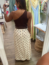 Brown Polka Dots Skirt w/Belt