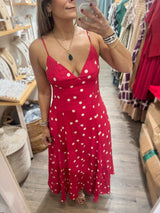 Red Polka Dot Back Detail Dress