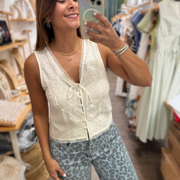 White Lace Trim Top