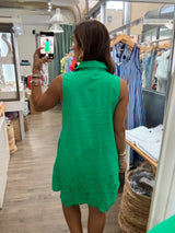 Green Embroidered Hem Dress