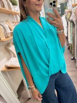 Turquoise Wrap Tunic Top