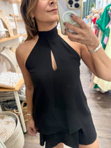 Black Halter Top & Skort Set