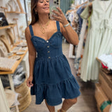 Dark Denim Corset Detail Dress