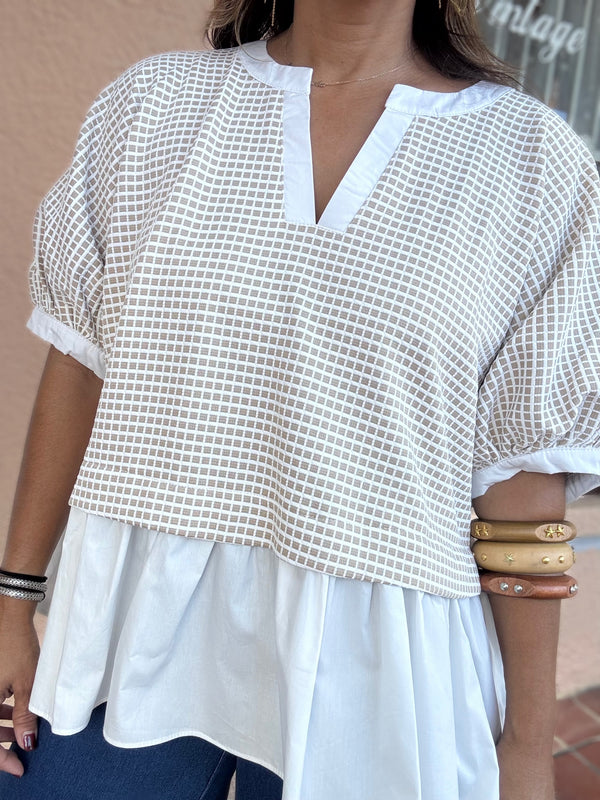 Oatmeal Contrast Top