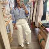 White Scalloped Hem Jean