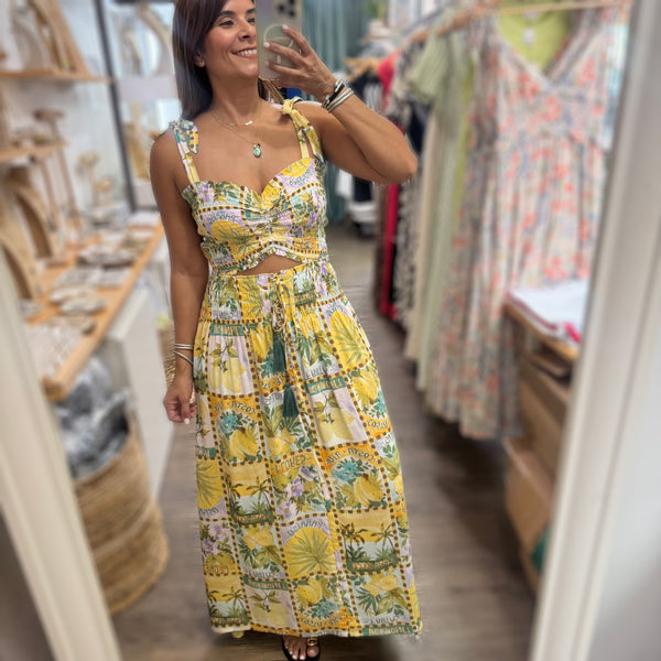 Tropical Sun Print Top & Skirt Set