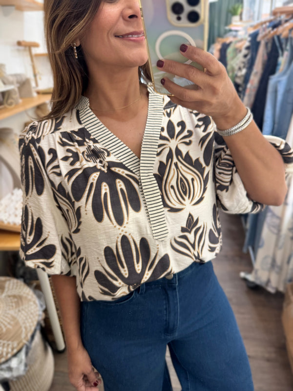 Earth Tones Print Top