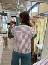 Pink & Green Stripes Top