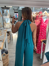 Teal Halter Neck Jumpsuit