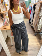 Stripe Pants w/ Scarf Detail