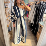 Navy Stripes One Shoulder Jumpsuit