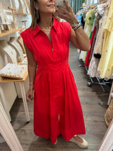 Red Front Zipper Dress