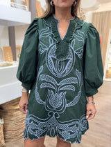 Green & Blue Embroidered Dress