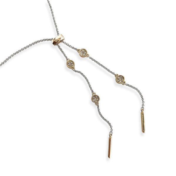 Two Tone Dainty Rope Chain w/sliding Lariat Necklace (CP)